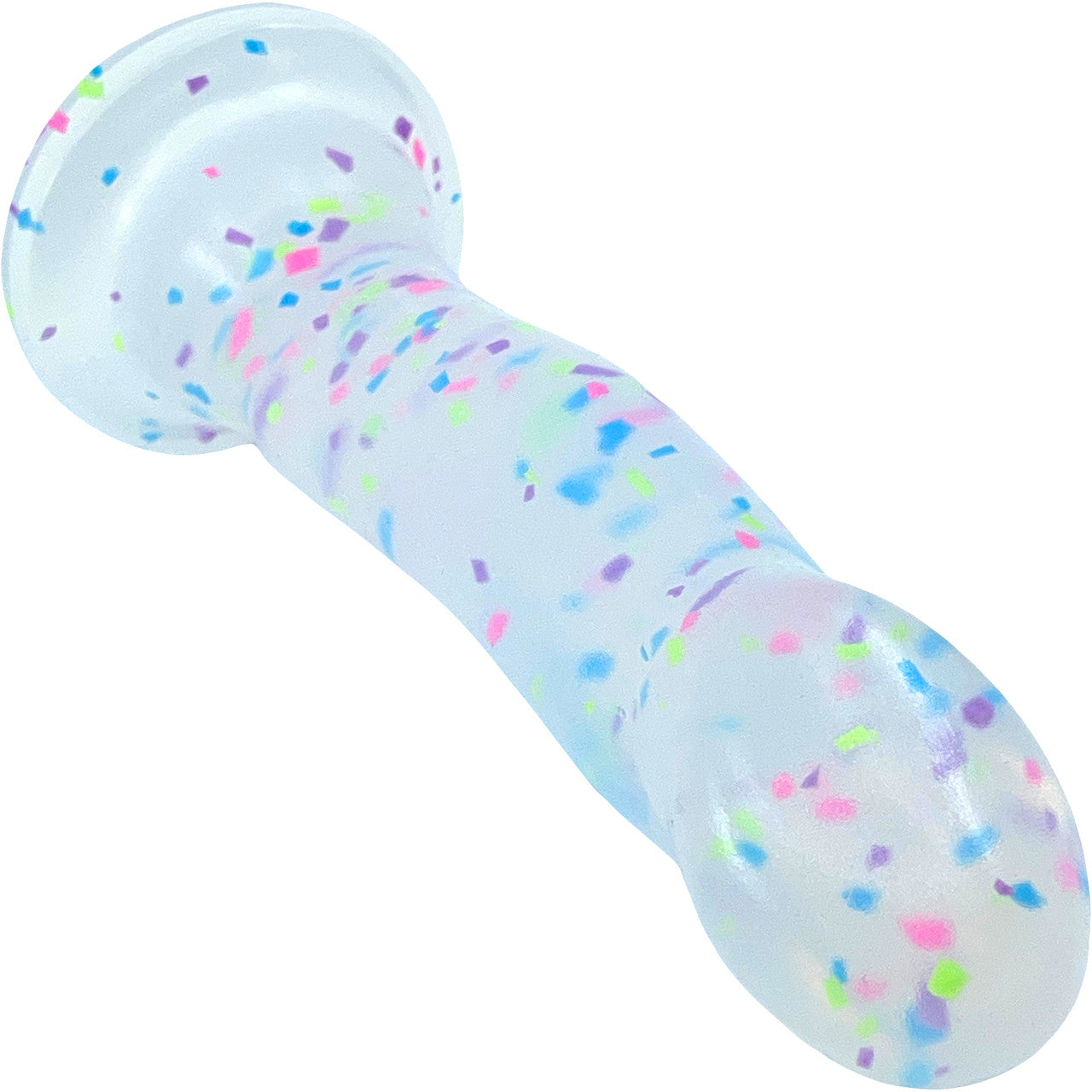 Neo Elite Hanky Panky Glow In The Dark 7.75" Silicone Suction Cup Dildo by Blush - Confetti