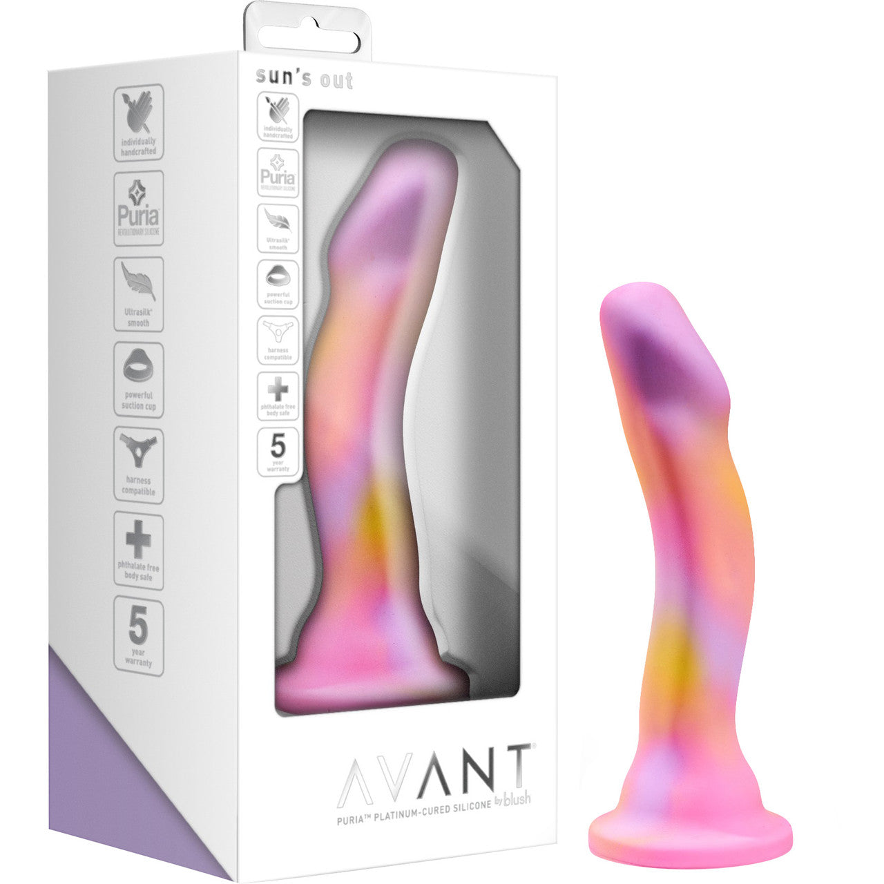 Avant Sun's Out Pink Silicone G-Spot Dildo With Suction Cup Base By Blush