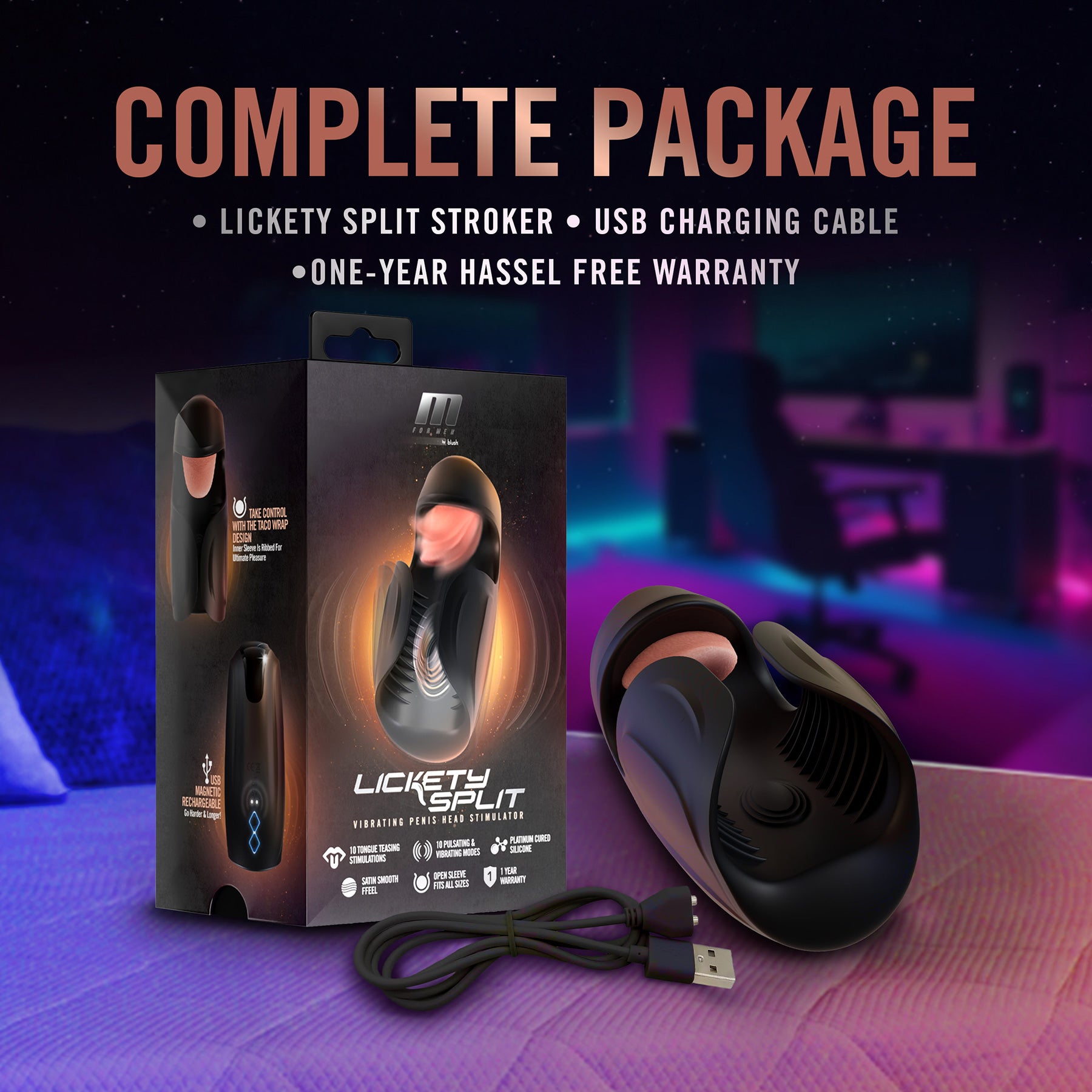 M For Men Lickety Split Rechargeable Vibrating Penis Head Stimulator B M For Men Lickety Split Rechargeable Vibrating Penis Head Stimulator B