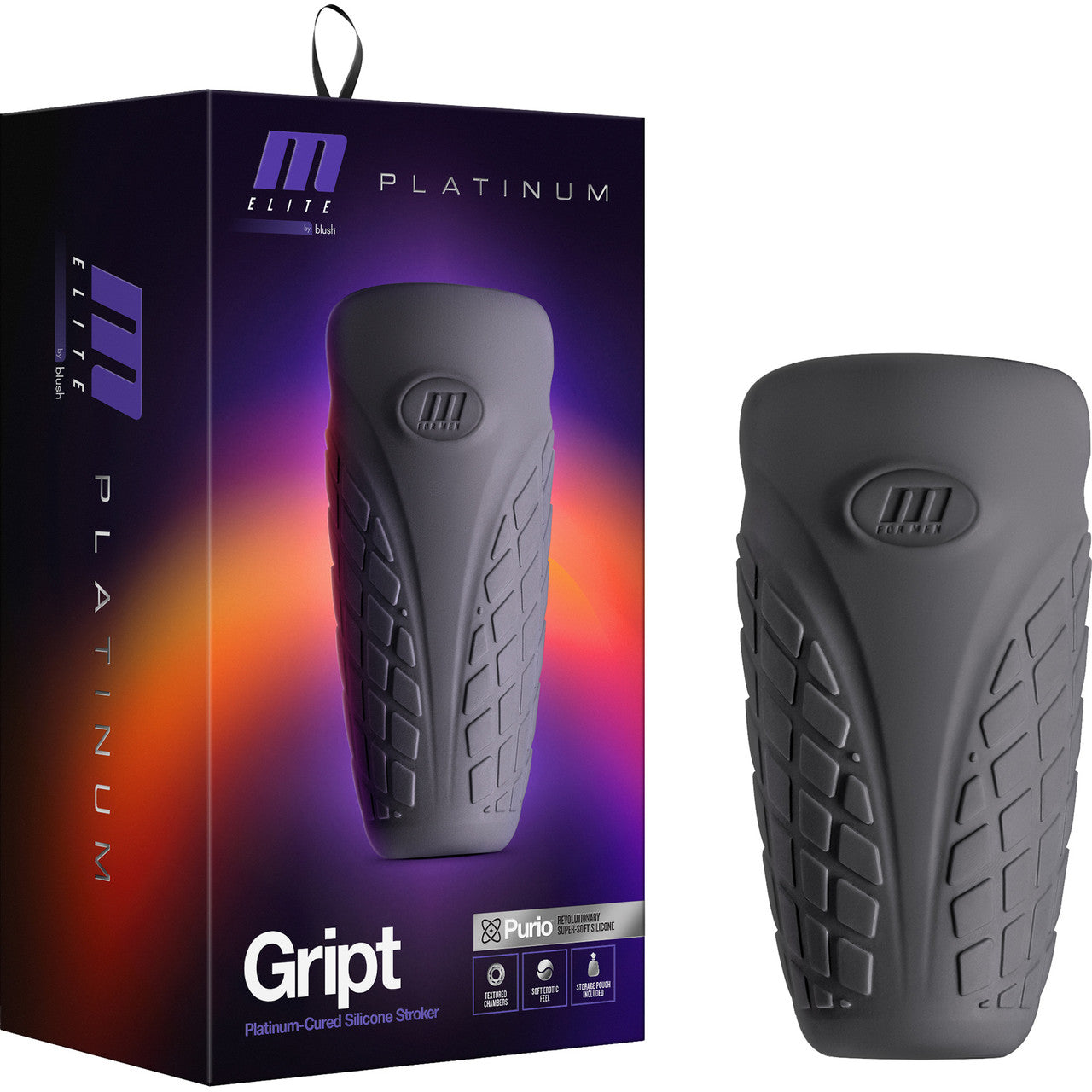 M Elite Platinum Gript Silicone Dual End Penis Masturbator By Blush - Black