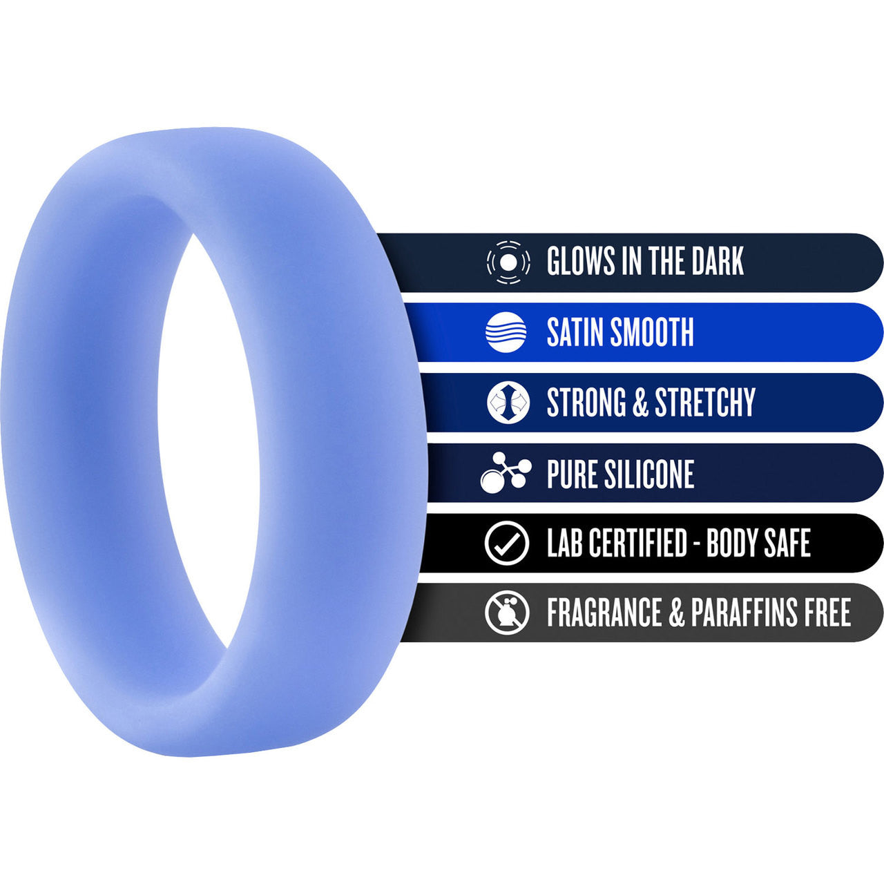 Performance Silicone Glo Pro Cock Ring By Blush Novelties - Blue Glow