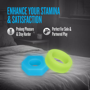 Performance Plus Flash Silicone Glow-in-the-Dark 3 Piece Cock Ring Set By Blush