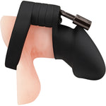 Blueline Silicone Chastity Cock Cage With Padlock - Black