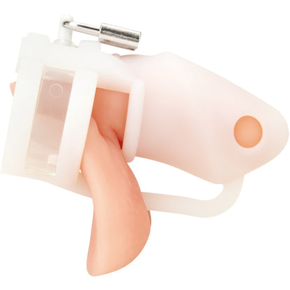 Blueline Silicone Mini 2" Cock Cage With Ball Divider With Padlock - White