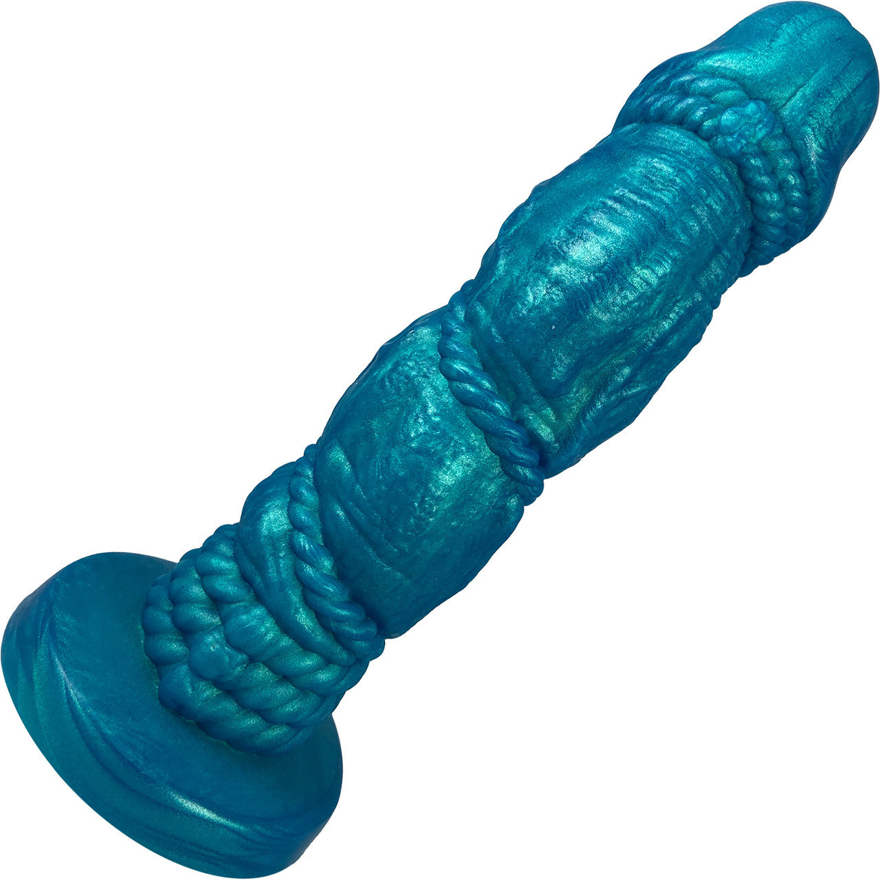 Bound 2.0 Silicone Super Textured Dildo By Uberrime - Mermaid Blue