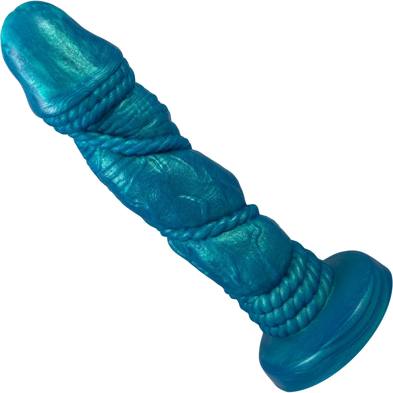 Bound 2.0 Silicone Super Textured Dildo By Uberrime - Mermaid Blue