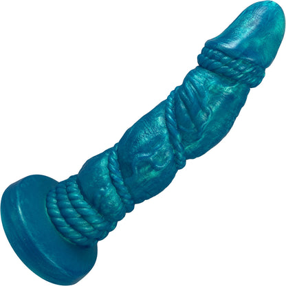 Bound 2.0 Silicone Super Textured Dildo By Uberrime - Mermaid Blue