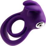 Thunder Bunny Rechargeable Silicone Dual Cock Ring By VeDO - Deep Purple