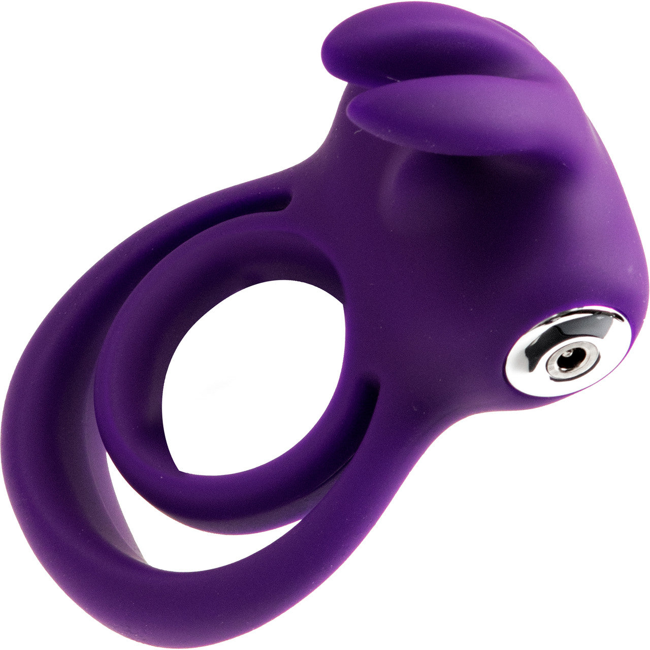 Thunder Bunny Rechargeable Silicone Dual Cock Ring By VeDO - Deep Purple