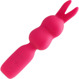 Hopper Bunny Rechargeable Waterproof Silicone Mini Wand Vibrator By VeDO - Pretty In Pink