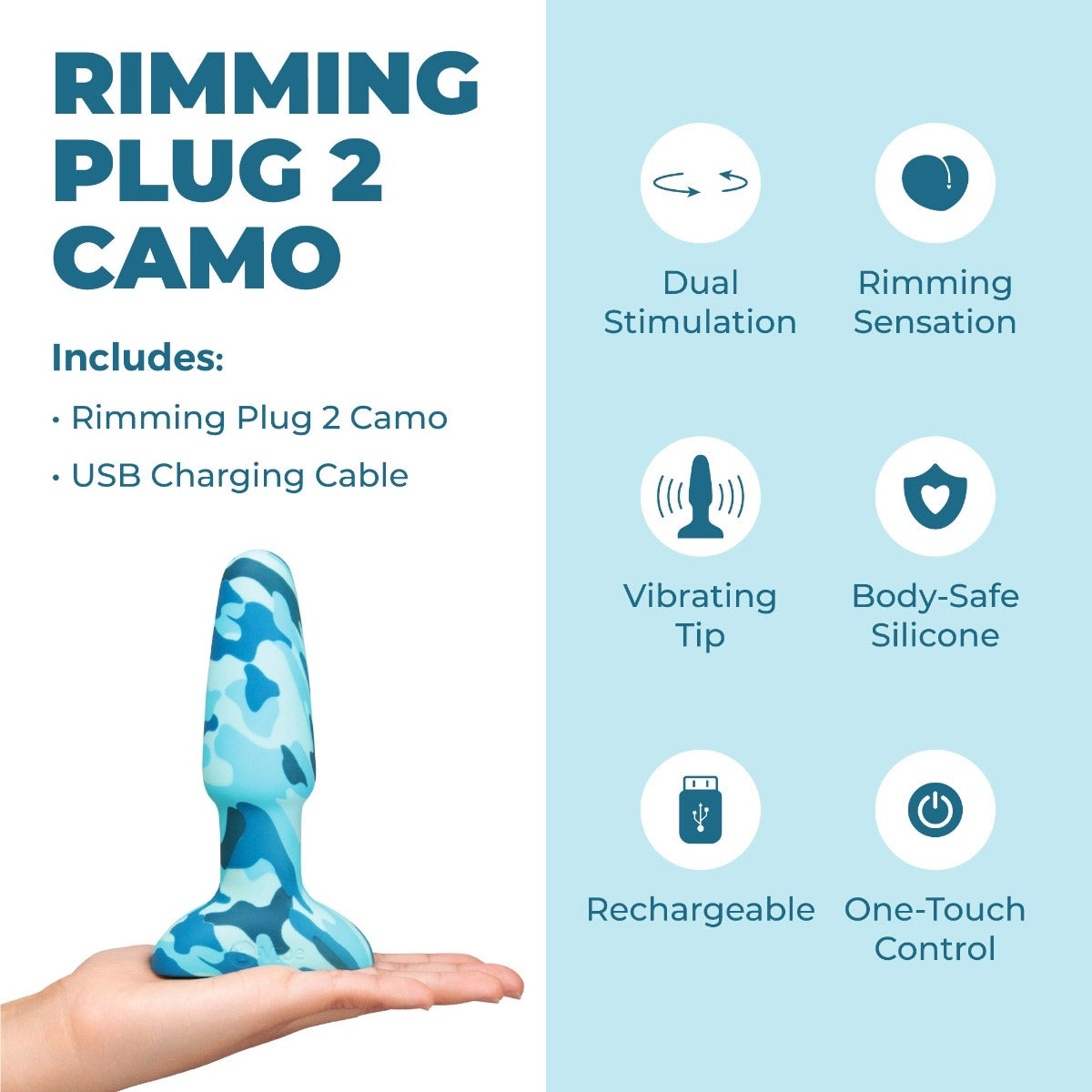b-Vibe Camo Rimming Plug 2 Silicone Vibrating Anal Plug With Rotating Beads