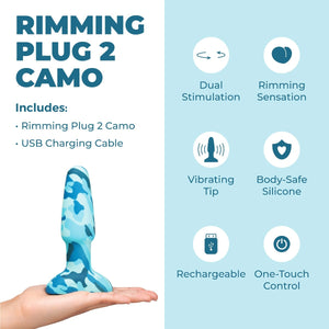 b-Vibe Camo Rimming Plug 2 Silicone Vibrating Anal Plug With Rotating Beads