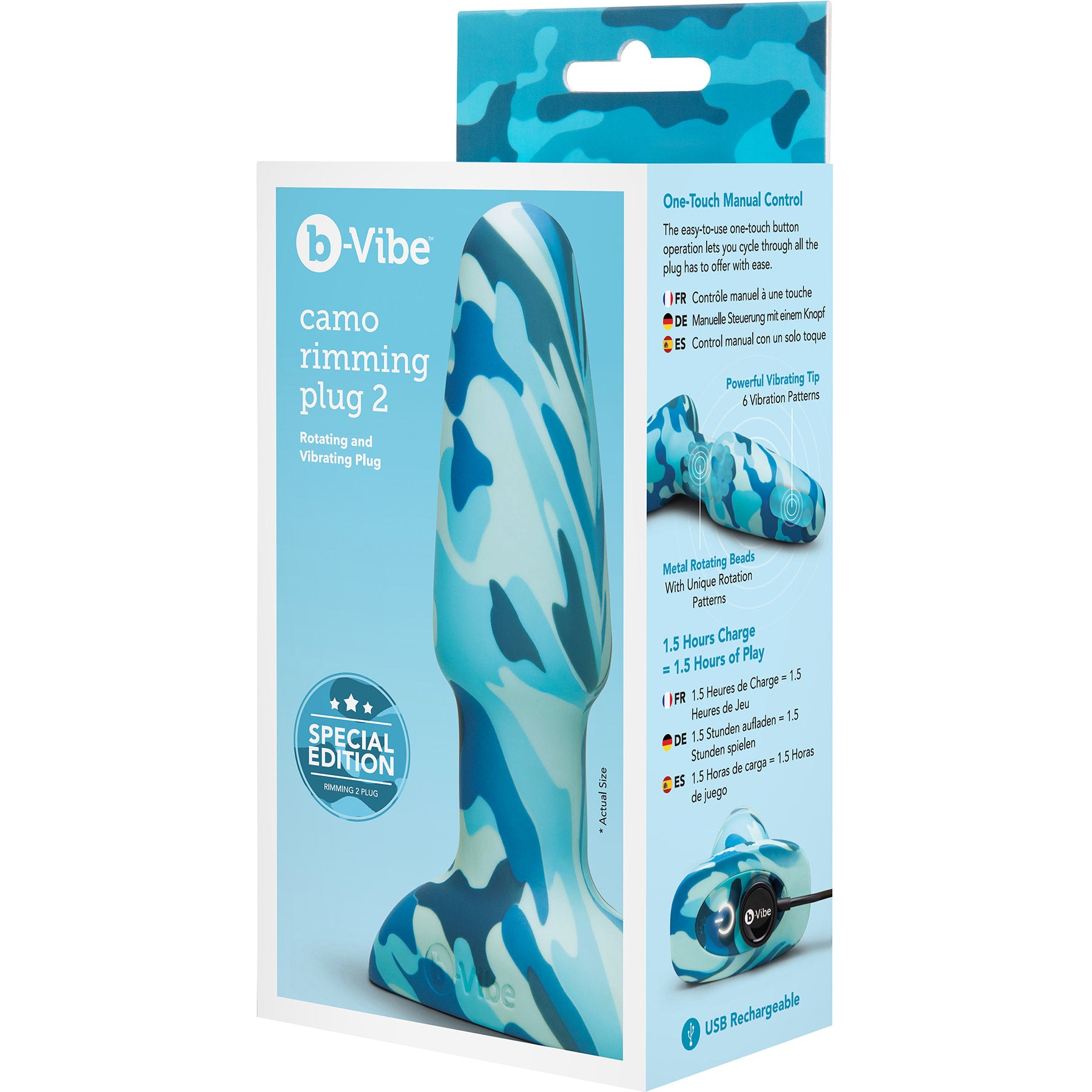 b-Vibe Camo Rimming Plug 2 Silicone Vibrating Anal Plug With Rotating Beads