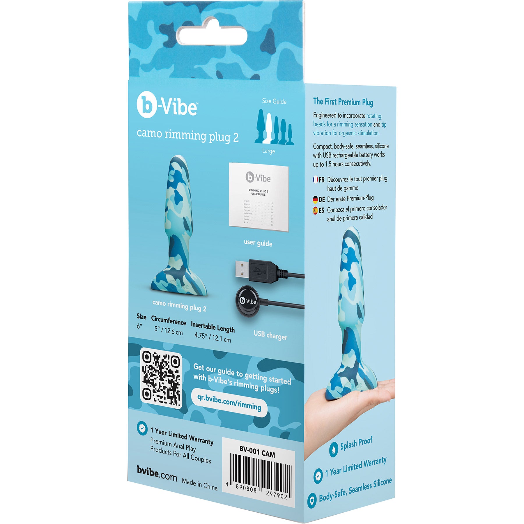 b-Vibe Camo Rimming Plug 2 Silicone Vibrating Anal Plug With Rotating Beads