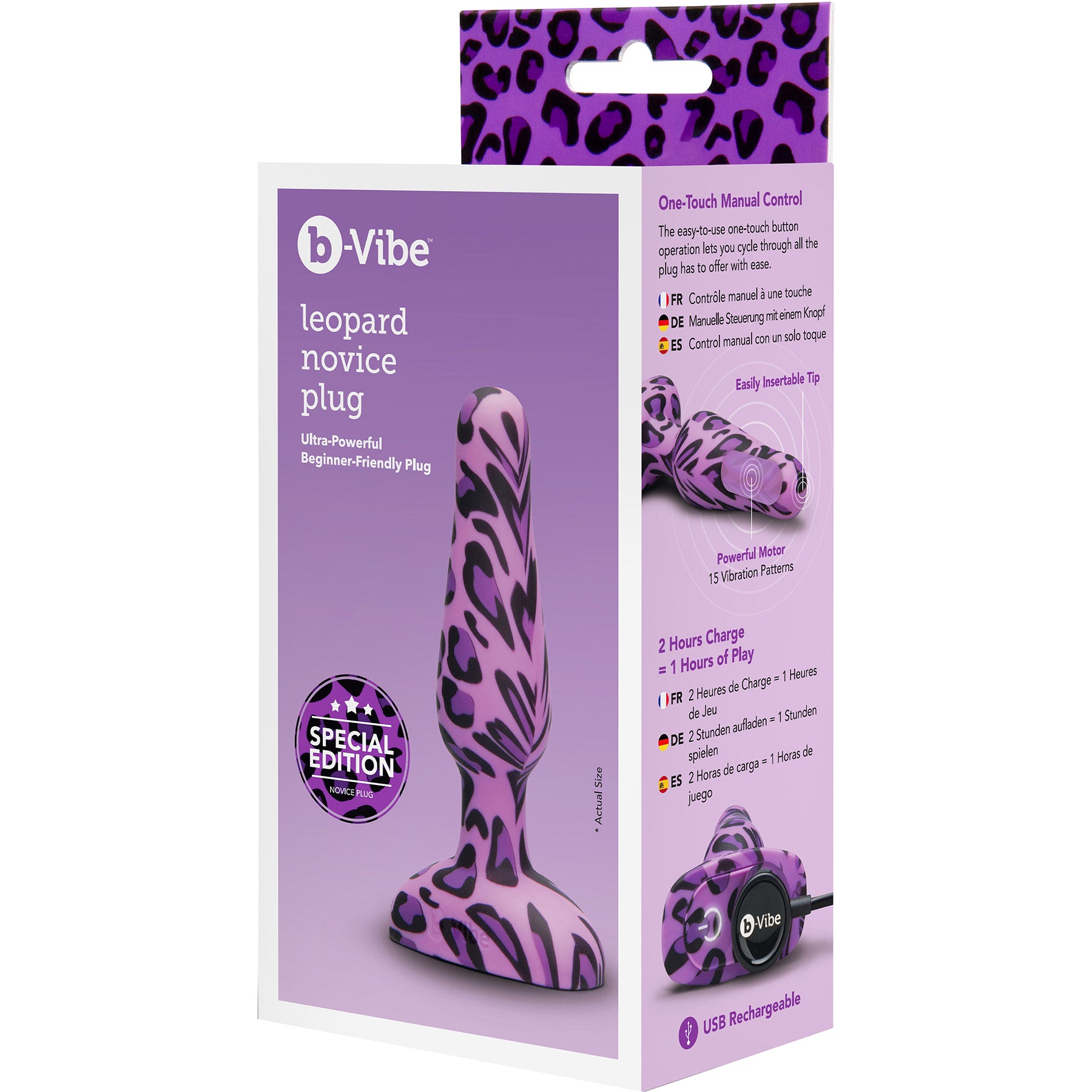 b-Vibe Leopard Novice Plug Special Edition Vibrating Anal Plug