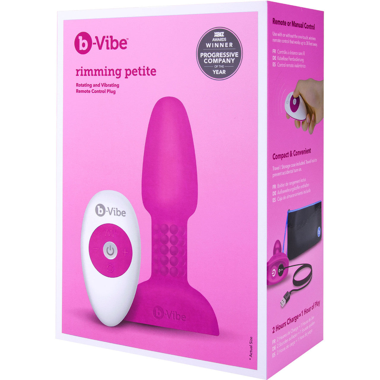 b-Vibe Rimming Plug Petite Silicone Remote Control Vibrating Anal Toy - Fuchsia