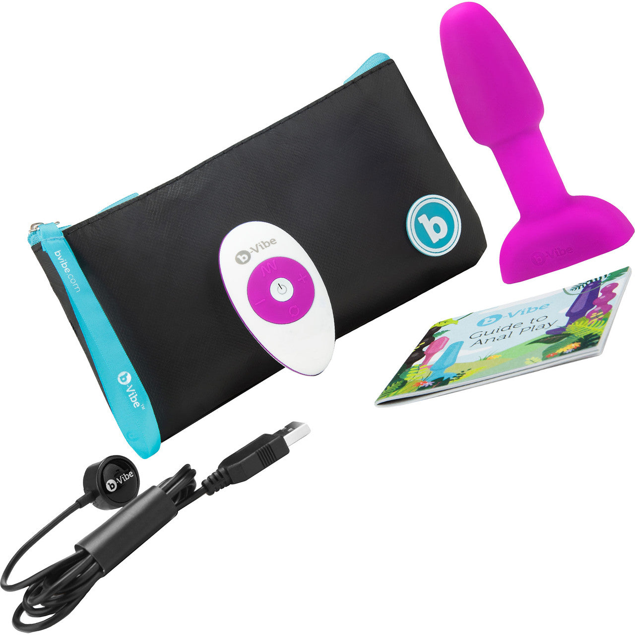 b-Vibe Rimming Plug Petite Silicone Remote Control Vibrating Anal Toy - Fuchsia