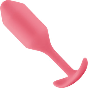 b-Vibe Snug Plug 2 Medium Silicone Weighted Butt Plug - Coral