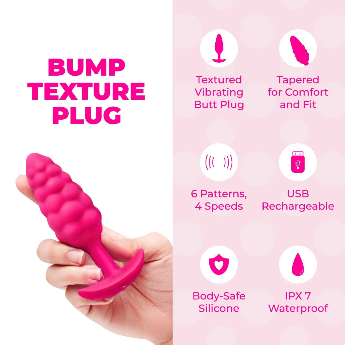 b-Vibe Bump Texture Silicone Vibrating Butt Plug