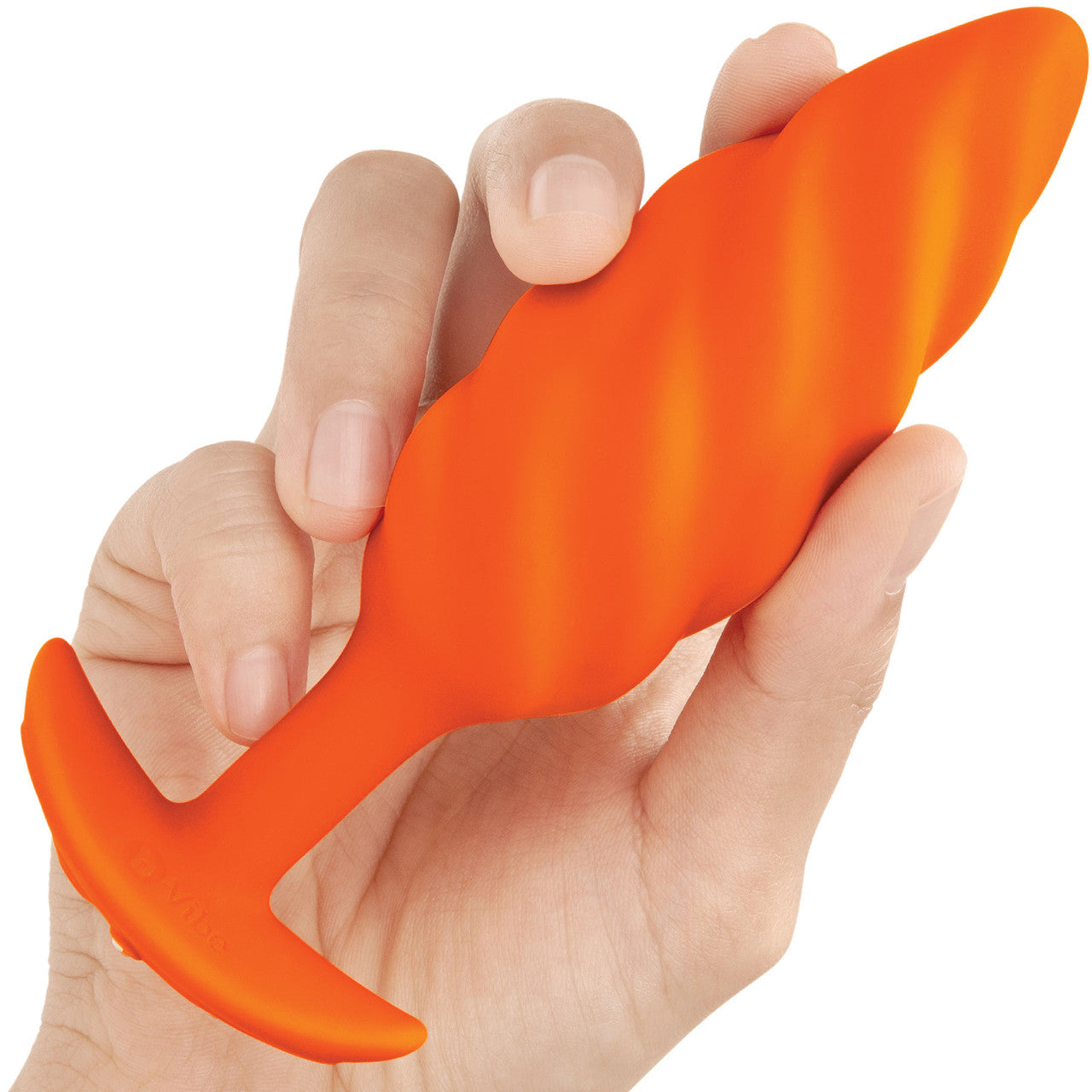 b-Vibe Swirl Texture Medium Vibrating Rechargeable Silicone Anal Plug - Orange