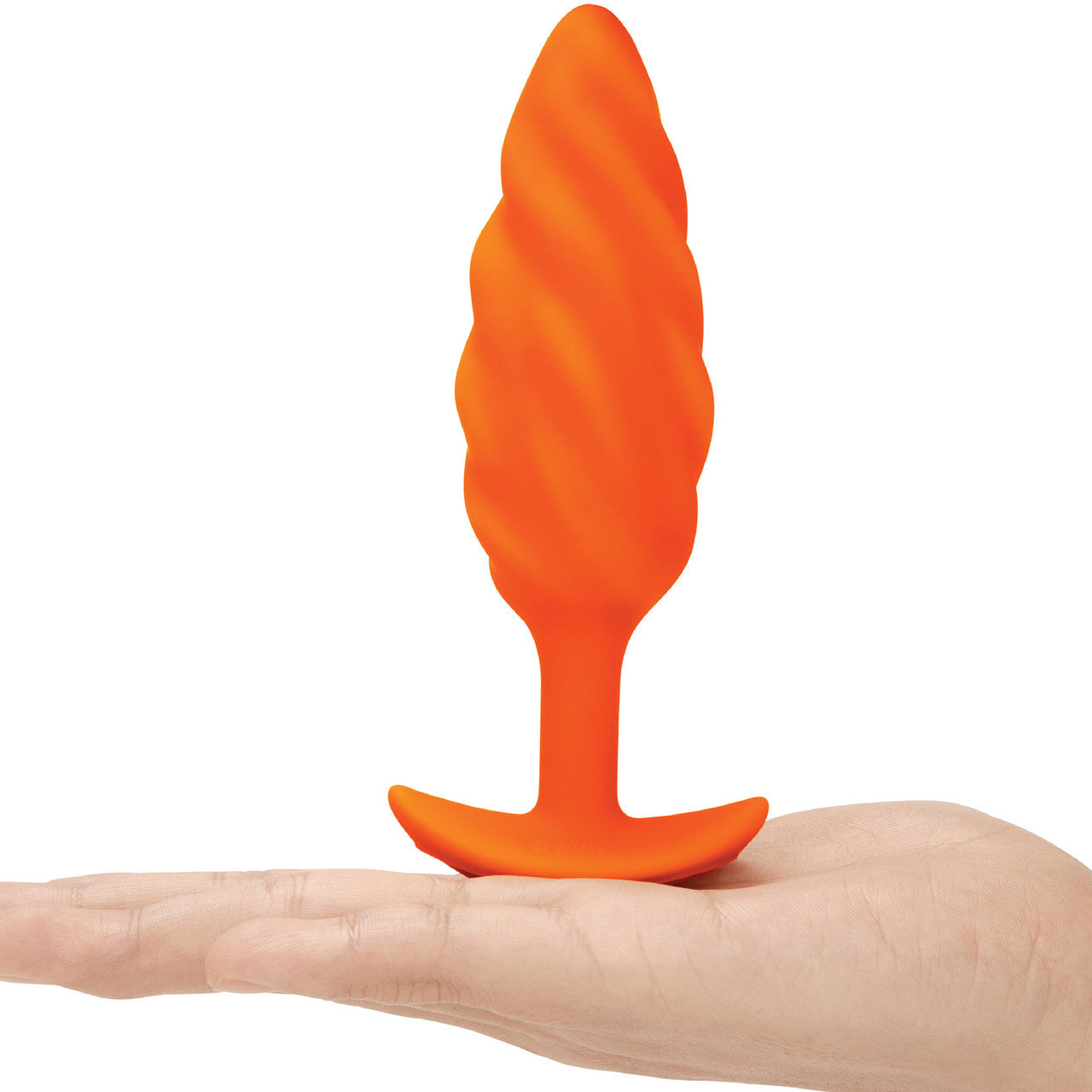 b-Vibe Swirl Texture Medium Vibrating Rechargeable Silicone Anal Plug - Orange