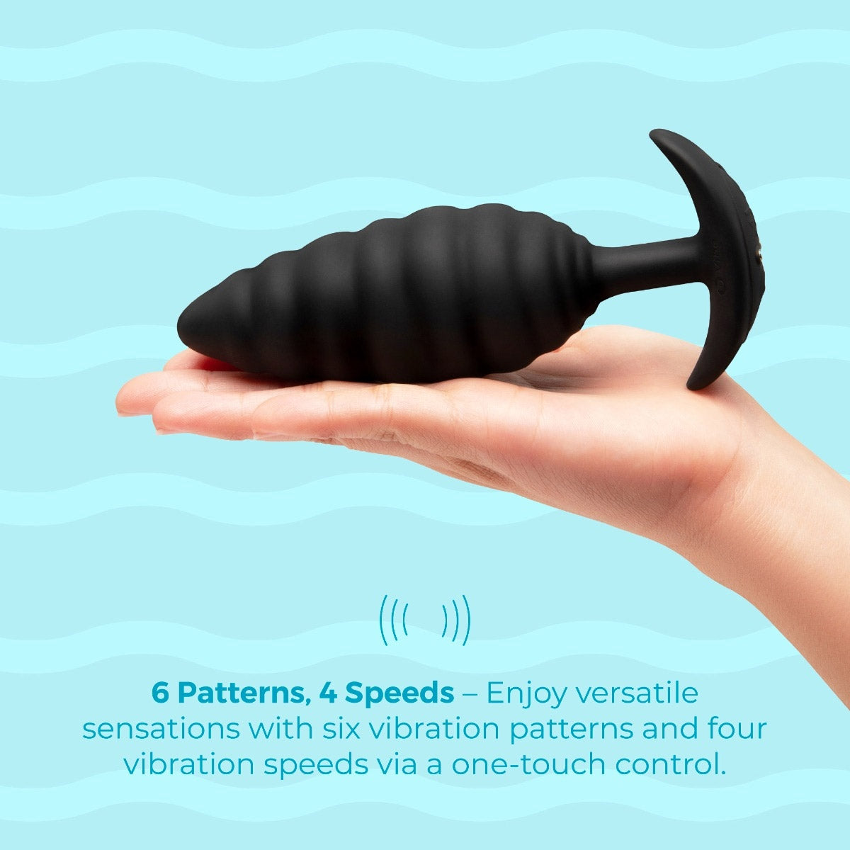 b-Vibe Twist Textured Silicone Vibrating Butt Plug - Black