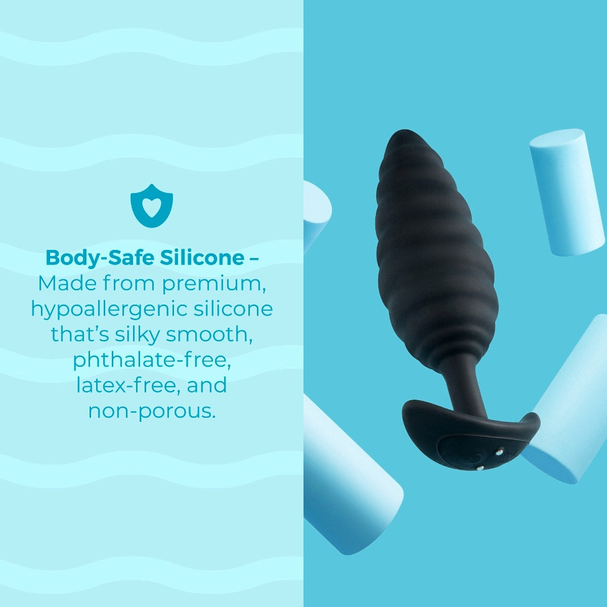b-Vibe Twist Textured Silicone Vibrating Butt Plug - Black