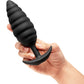 b-Vibe Twist Textured Silicone Vibrating Butt Plug - Black