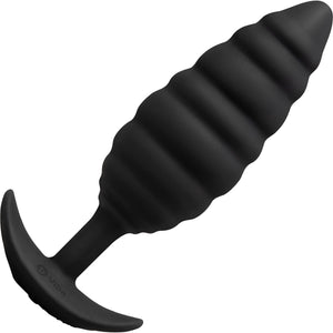 b-Vibe Twist Textured Silicone Vibrating Butt Plug - Black