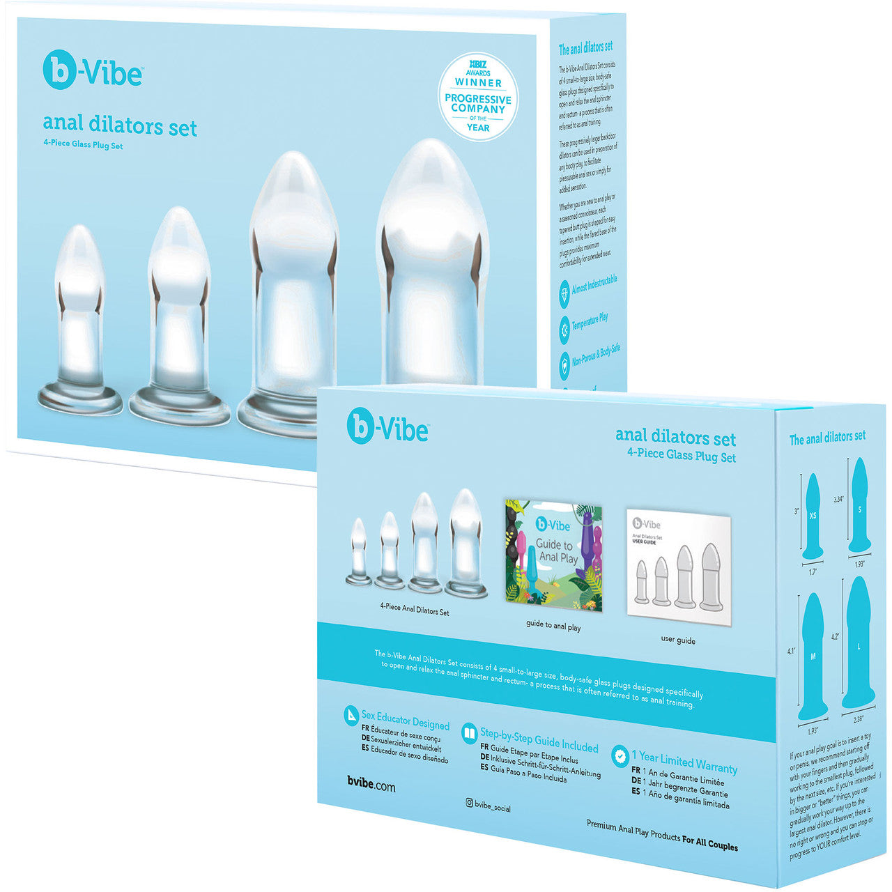 b-Vibe Glass Anal Dilators 4 Piece Set