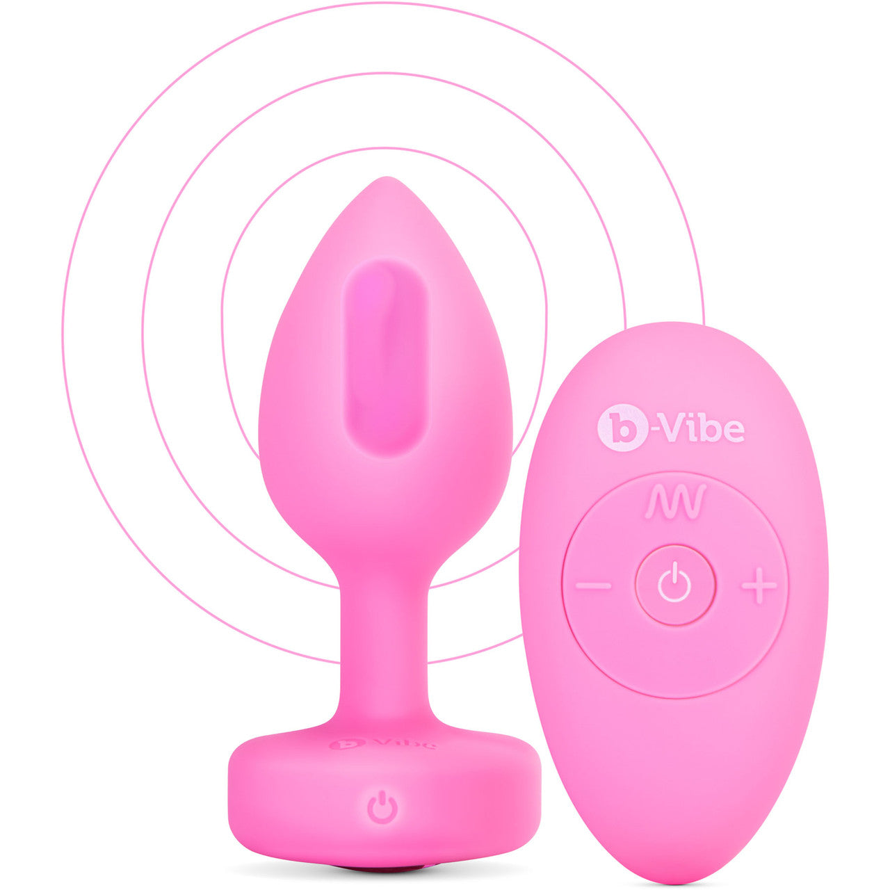 b-Vibe Vibrating Heart Silicone Rechargeable Anal Plug With Remote - Small / Medium