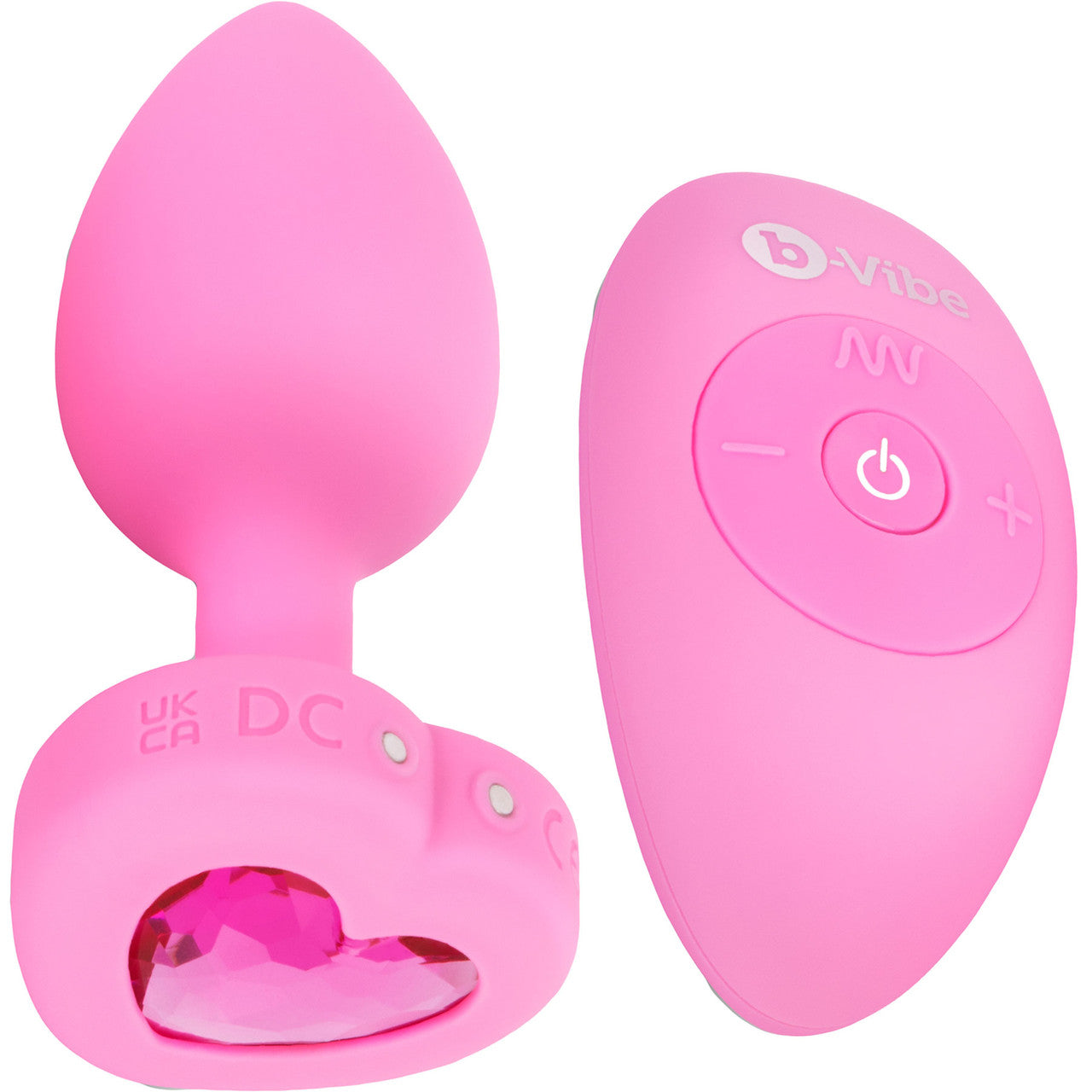 b-Vibe Vibrating Heart Silicone Rechargeable Anal Plug With Remote - Small / Medium