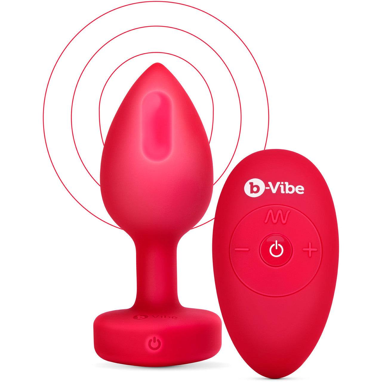 b-Vibe Vibrating Heart Silicone Rechargeable Anal Plug With Remote - Medium / Large