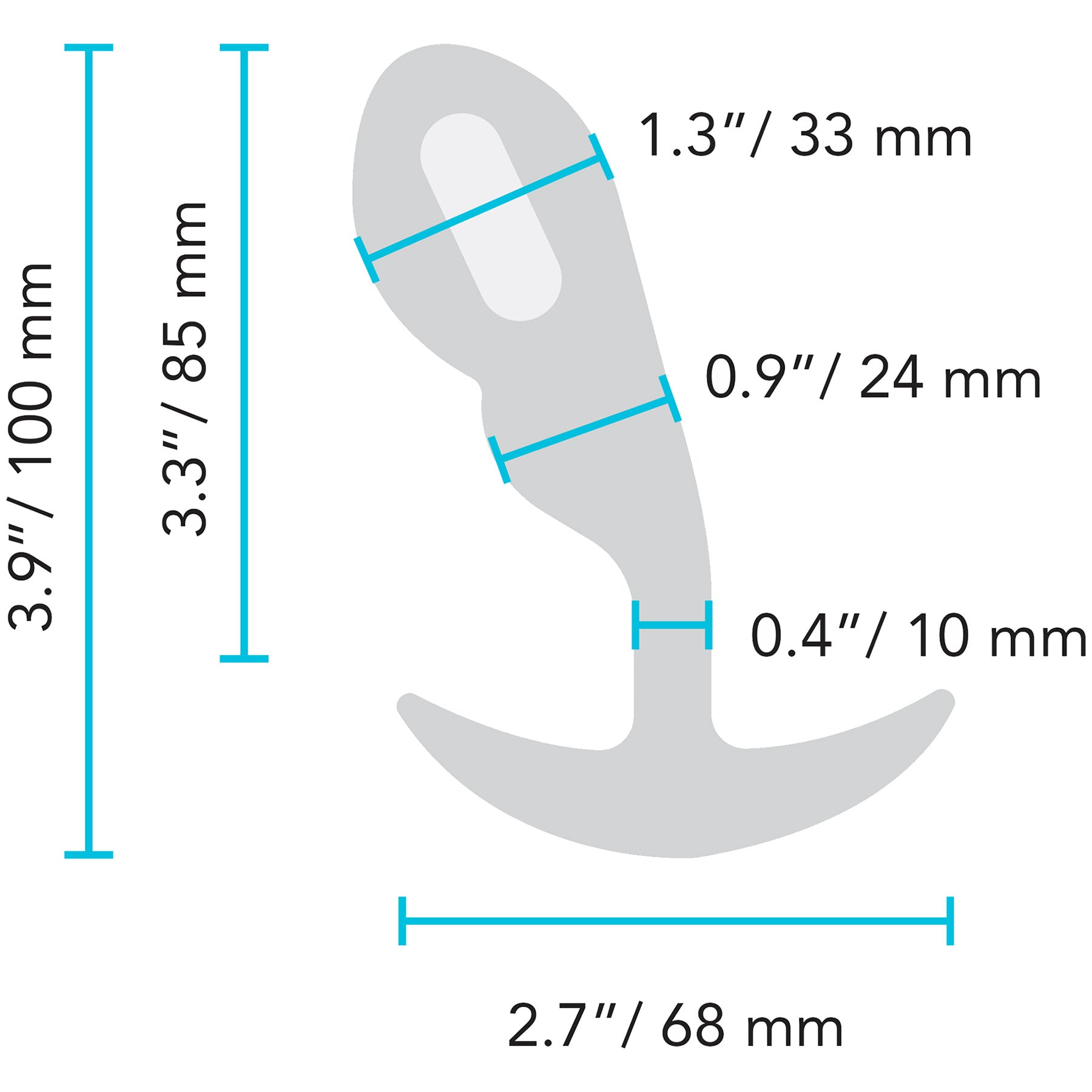 b-Vibe P-Spot Snug Plug Weighted & Vibrating Silicone Prostate Plug With Remote - 95g - Size Chart