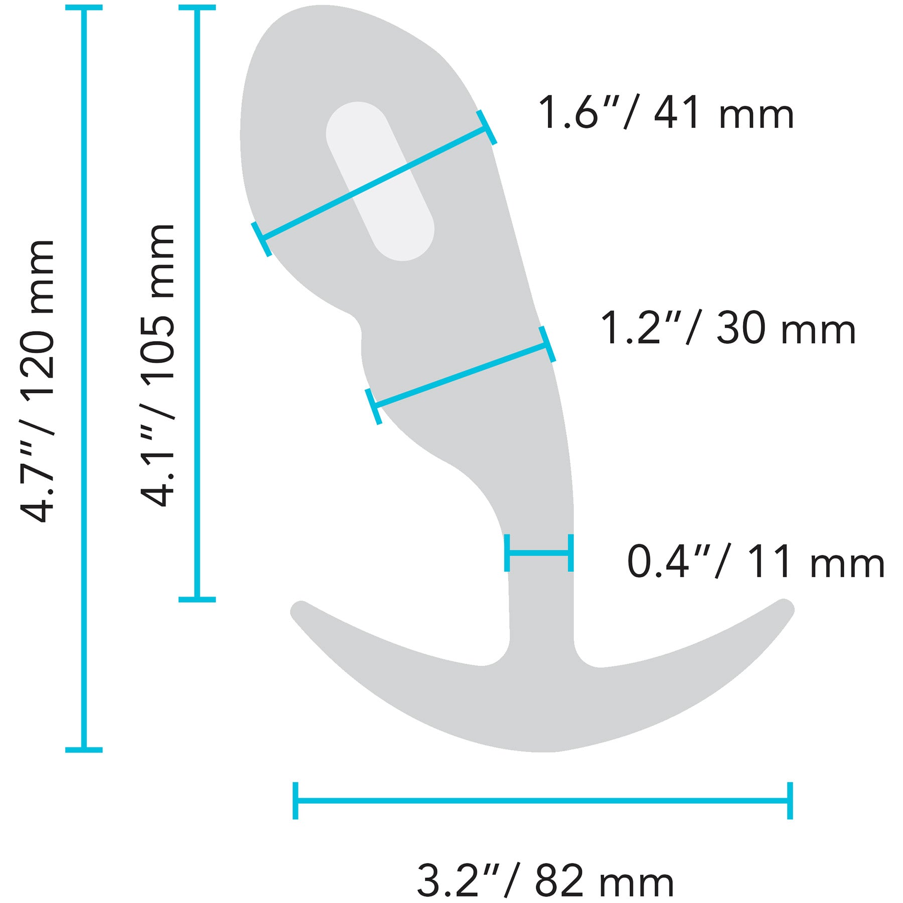 b-Vibe P-Spot Snug Plug Weighted & Vibrating Silicone Prostate Plug With Remote - 145g - Size Chart