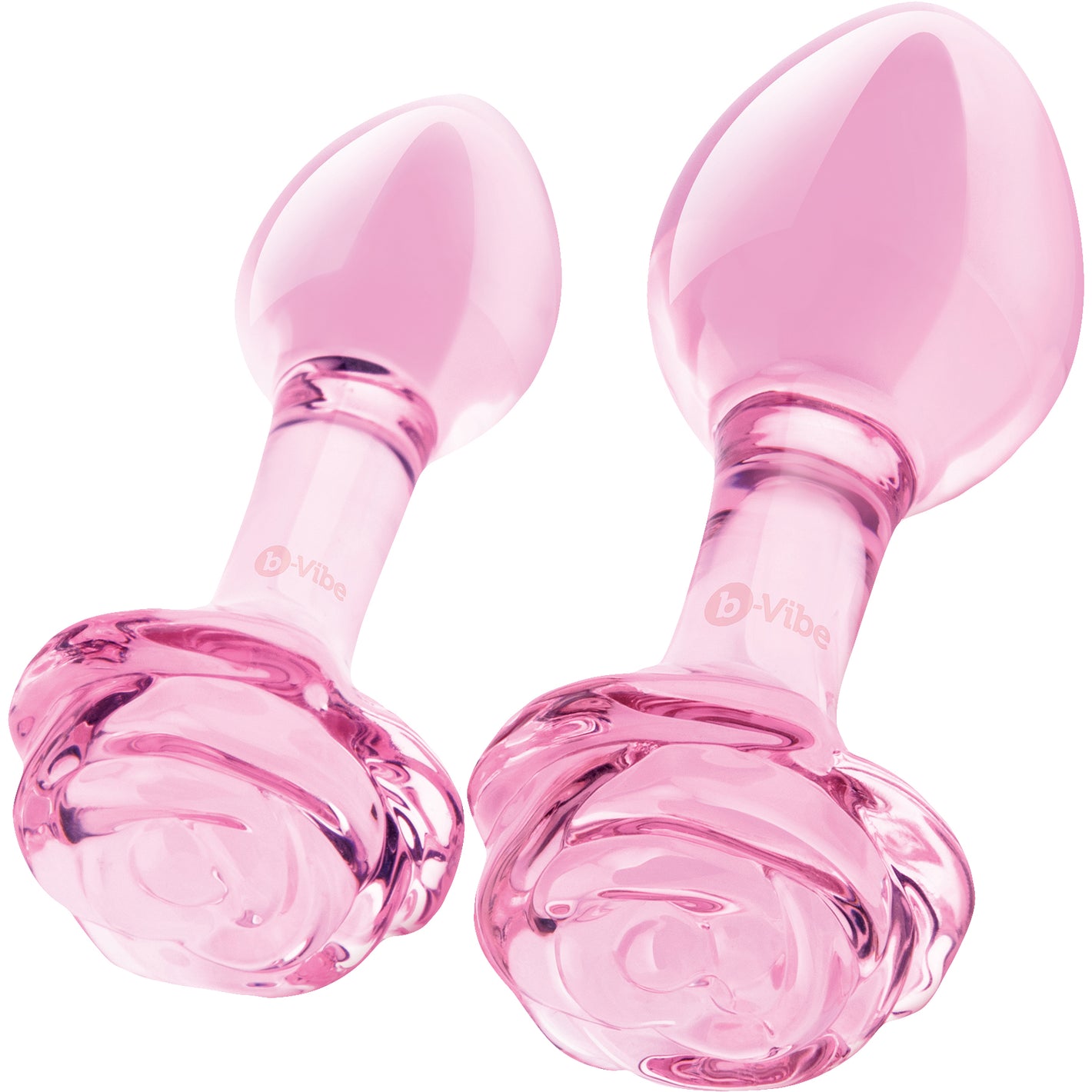 b-Vibe Pink Roses Glass Butt Plug Training Set