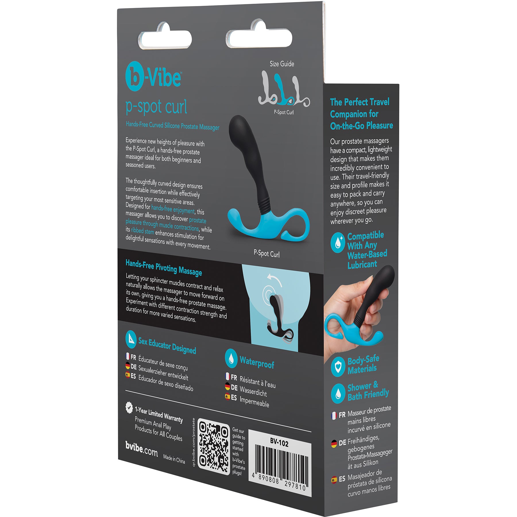 b-Vibe P-Spot Curl Hands-Free Curved Silicone Prostate Massager