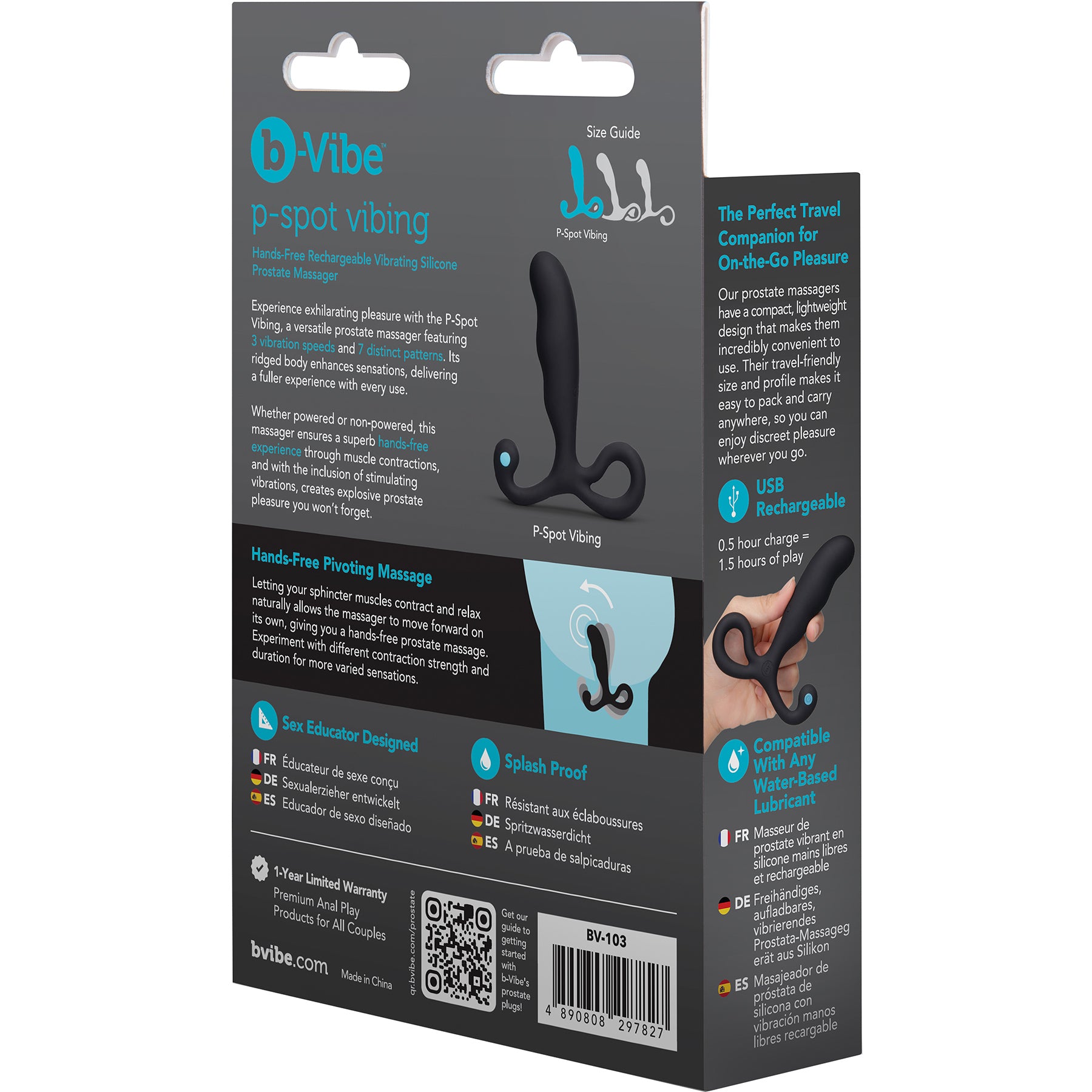 b-Vibe P-Spot Vibing Hands-Free Rechargeable Vibrating Silicone Prostate Massager