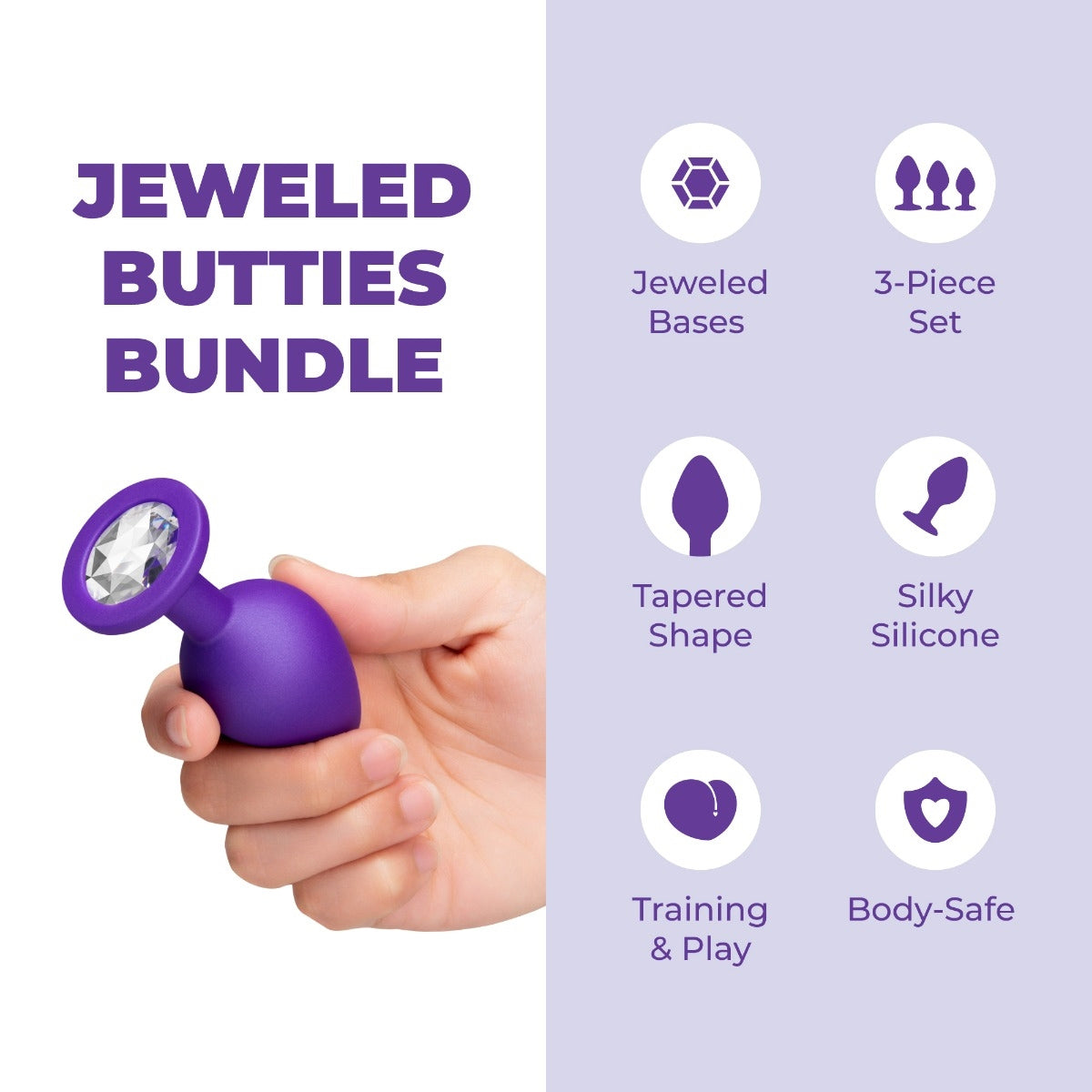 b-Vibe Jeweled Butties Bundle 3 Piece Silicone Anal Training Set