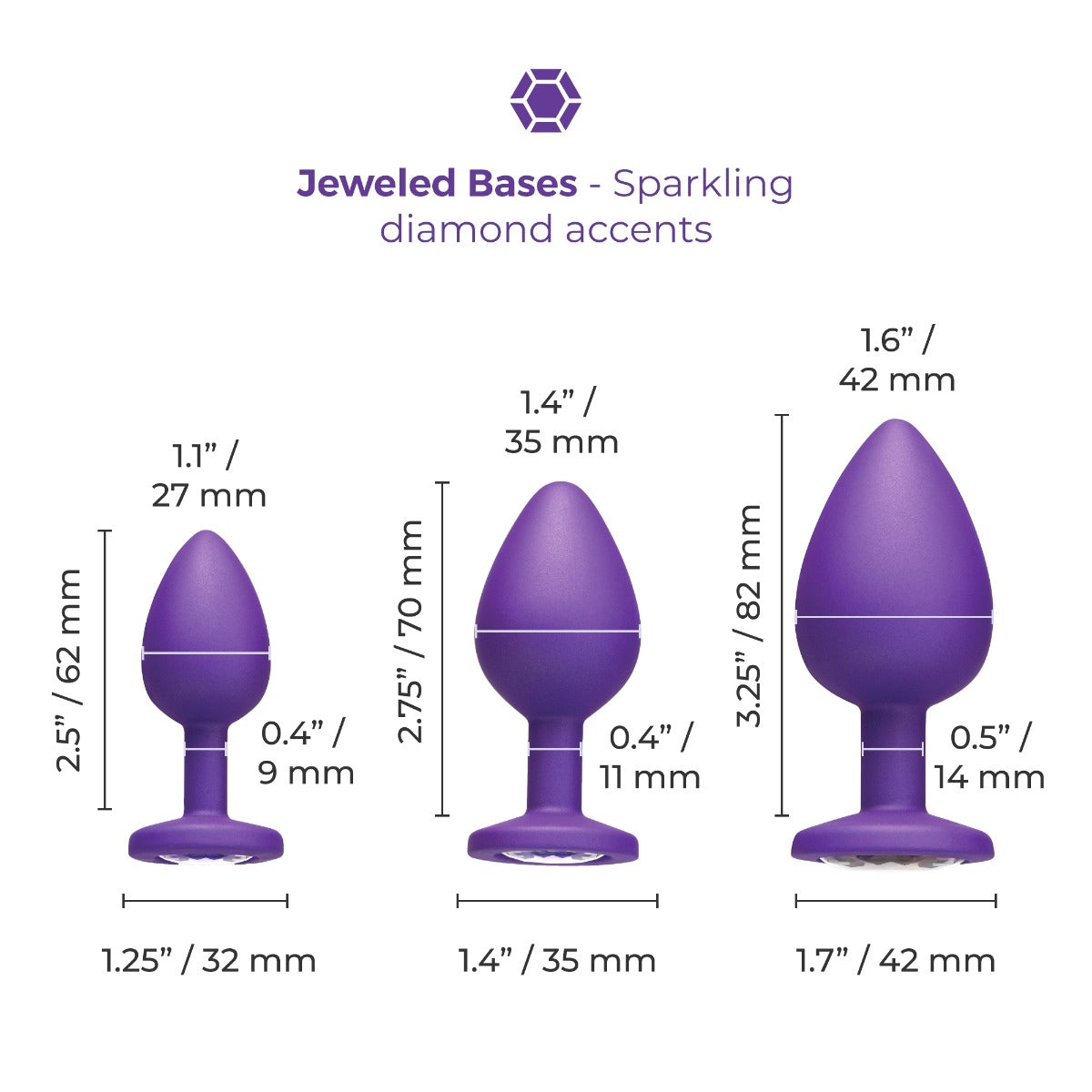 b-Vibe Jeweled Butties Bundle 3 Piece Silicone Anal Training Set