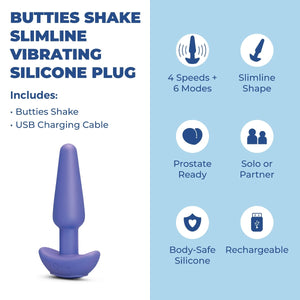 b-Vibe Butties Shake Slimline Vibrating Silicone Butt Plug
