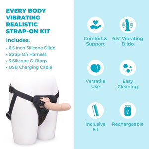 b-Vibe Every Body Vibrating Realistic Silicone Dildo Strap-On Kit