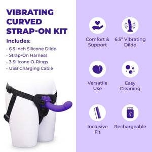 b-Vibe Vibrating Curved Silicone Dildo Strap-On Kit