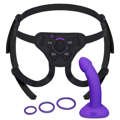 b-Vibe Vibrating Curved Silicone Dildo Strap-On Kit