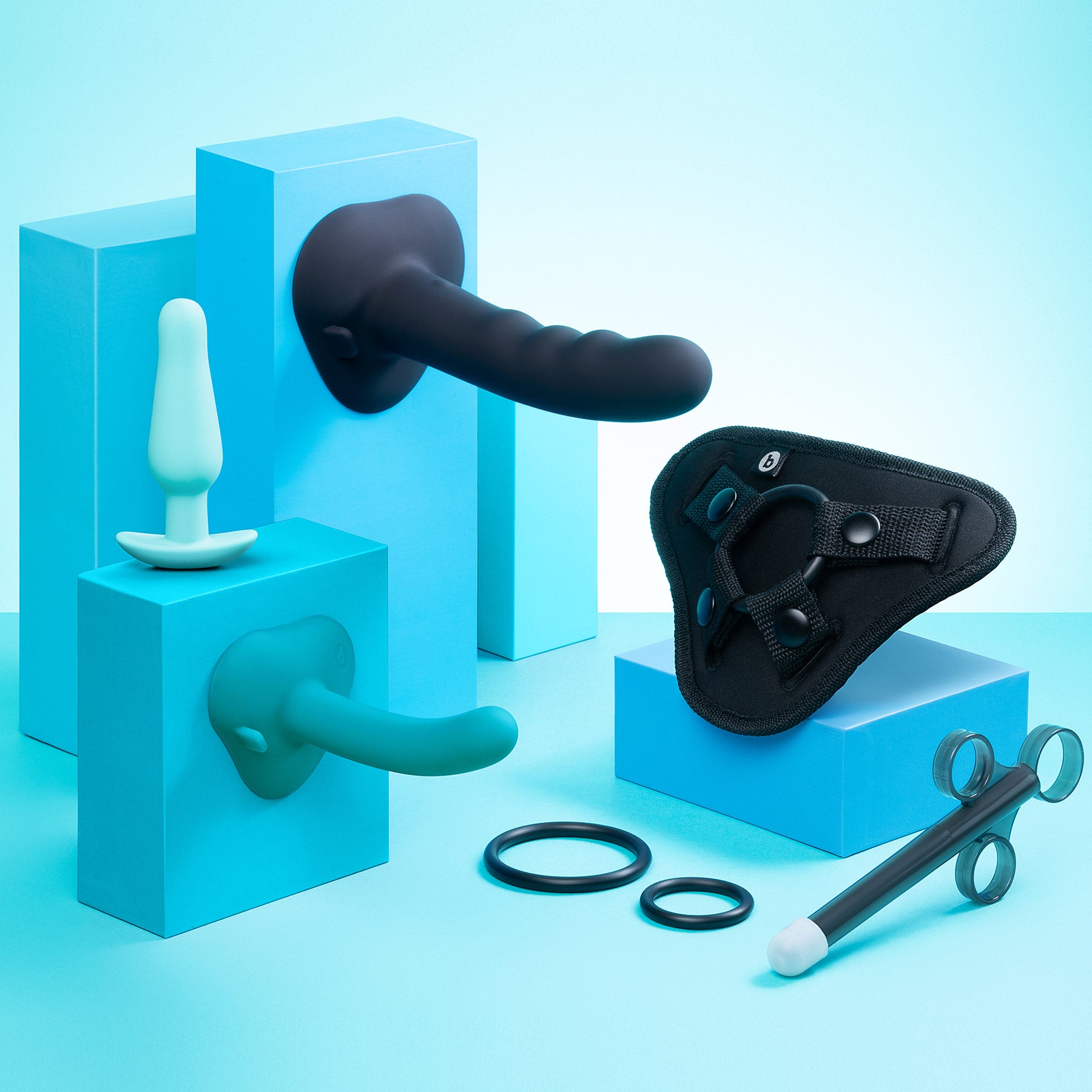 b-Vibe Strap-It-On 8 Piece Anal Training Kit With Harness