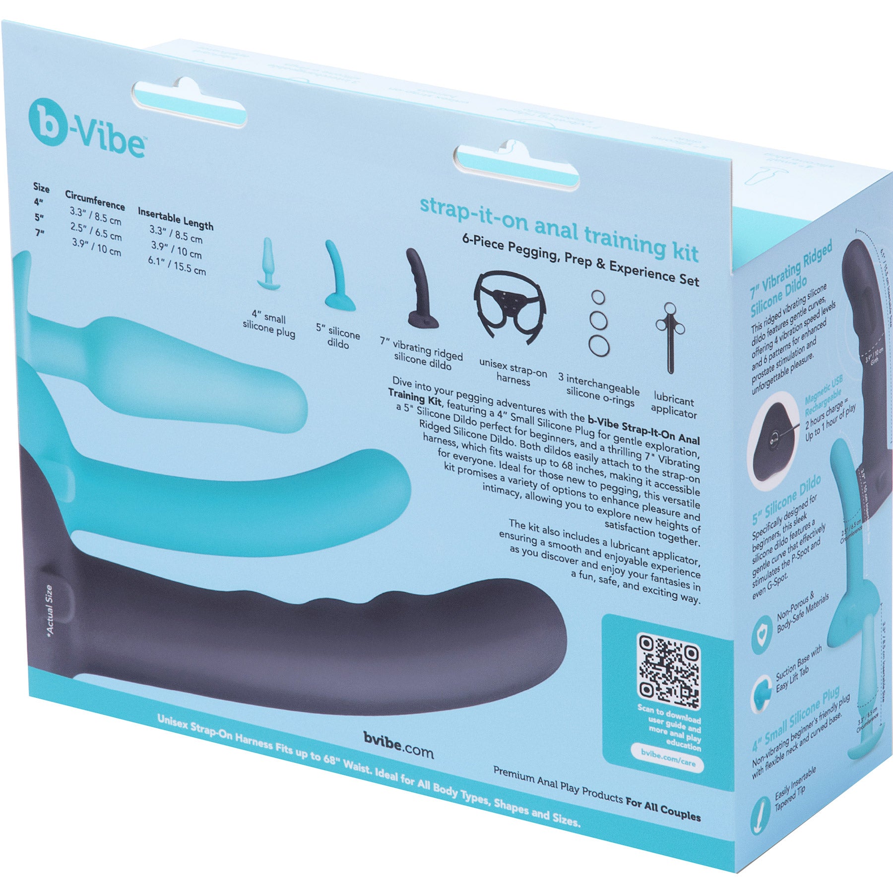 b-Vibe Strap-It-On 8 Piece Anal Training Kit With Harness