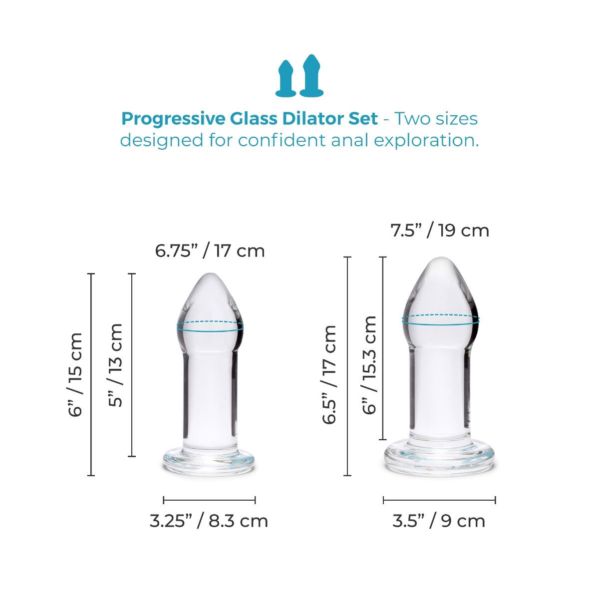b-Vibe Intermediate Glass Anal Dilators 2 Piece Set