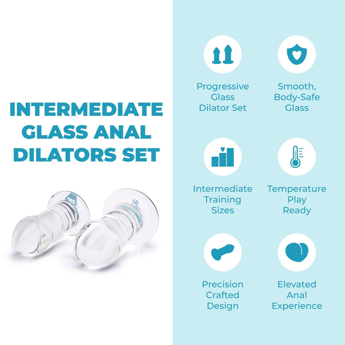b-Vibe Intermediate Glass Anal Dilators 2 Piece Set