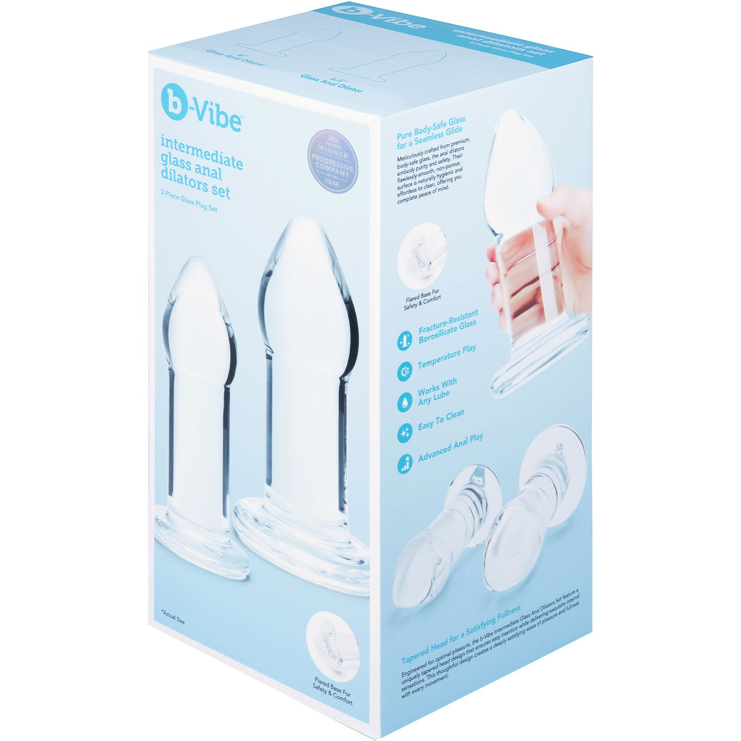 b-Vibe Intermediate Glass Anal Dilators 2 Piece Set