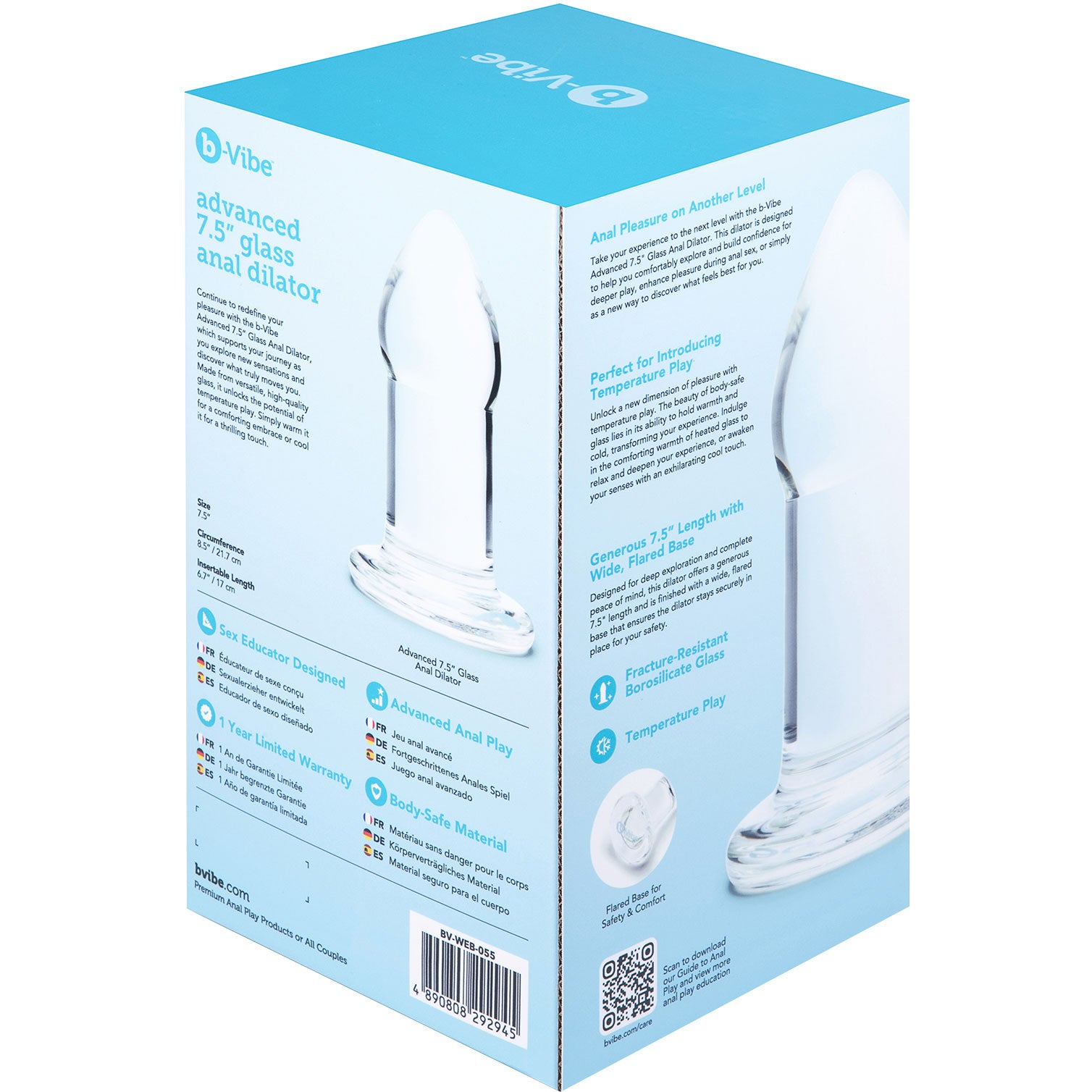 b-Vibe Advanced 7.5 Inch Glass Anal Dilator